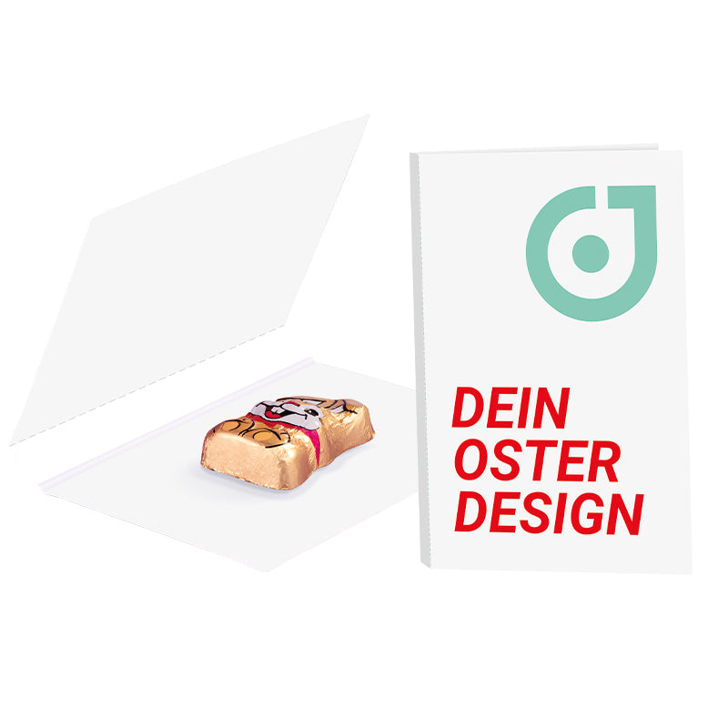 Werbekarte Visitenkartenformat Riegelein Schokoladen Mini-Osterhase