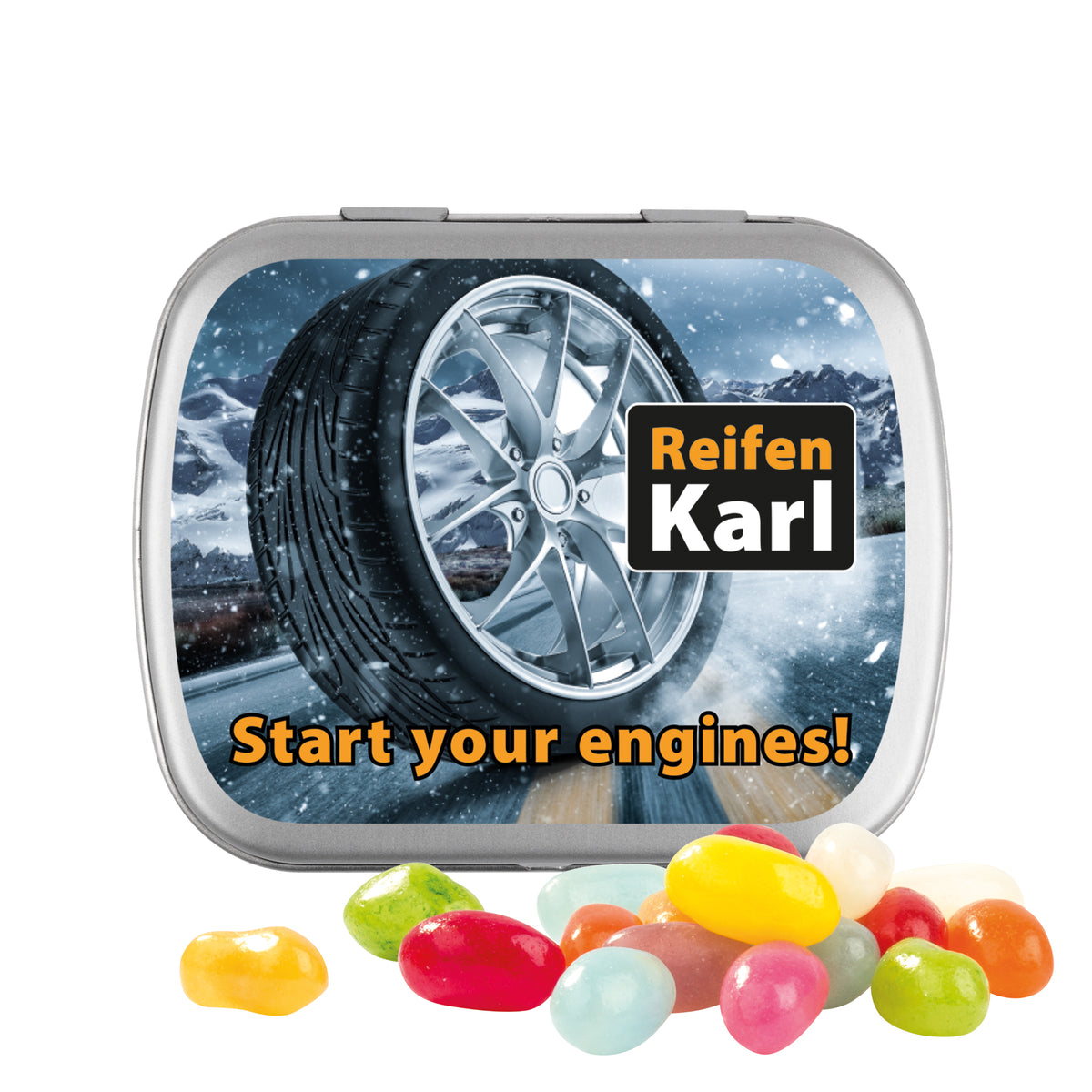Hinged tin Jelly Beans