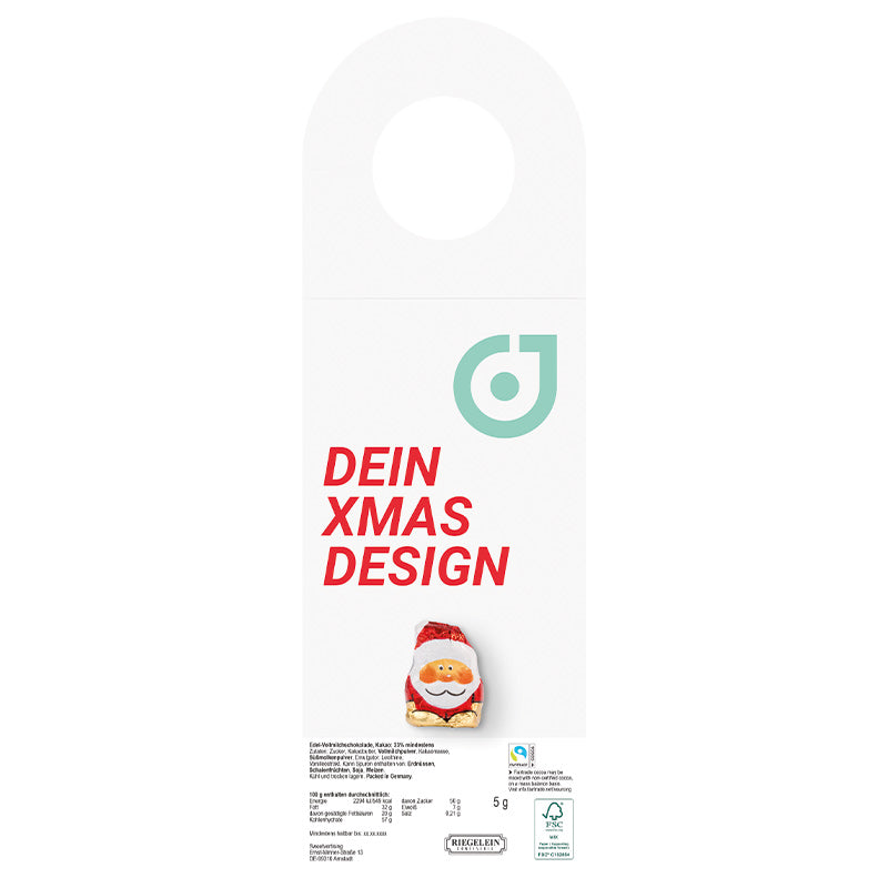 Promotional tag with mini santa claus